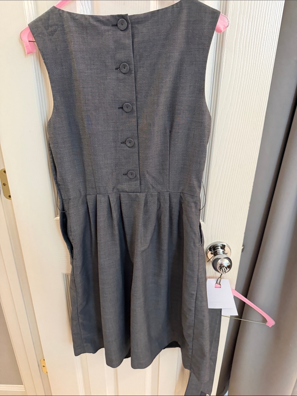 H&M Charcoal Gray Pleated Waist Midi Dress - Picture 9 of 12